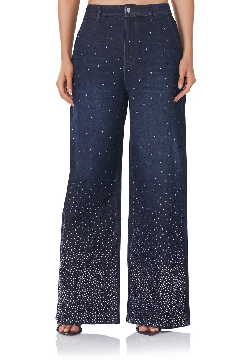 AFRM Ronny Rhinestone Wide Leg Jeans, Main, color, 