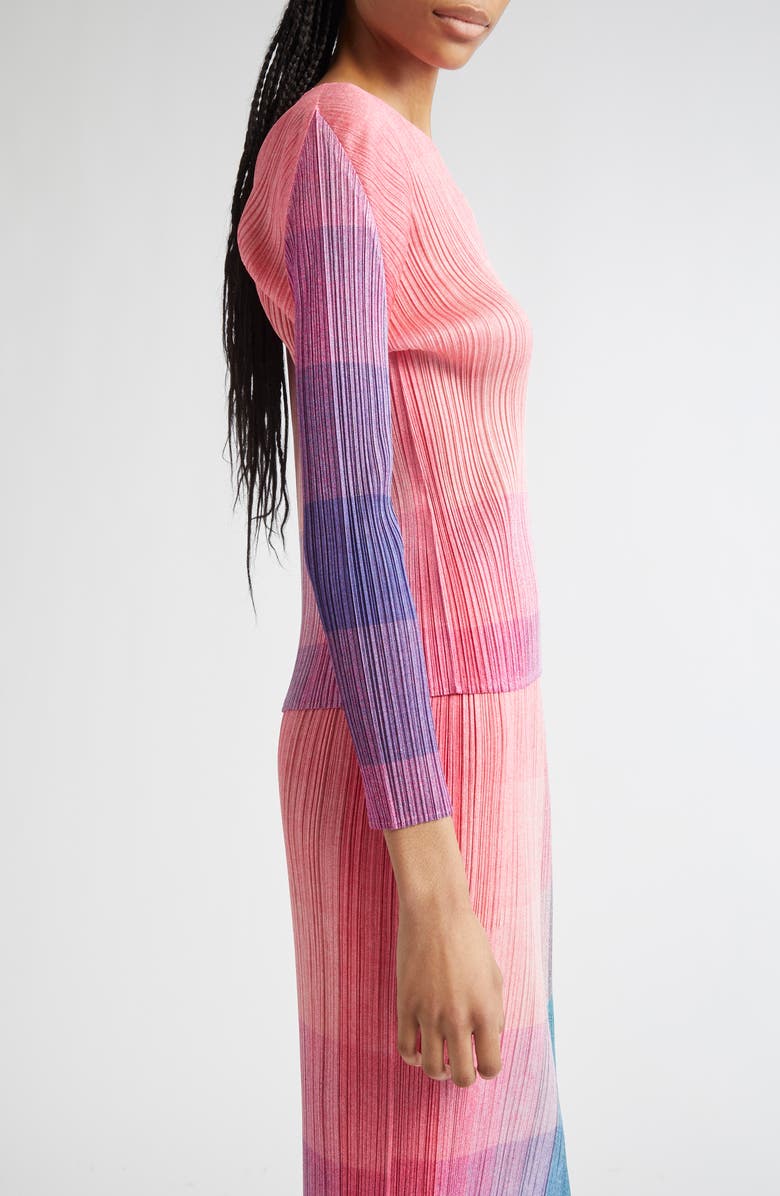 Pleats Please Issey Miyake Photon Pleated Long Sleeve Top, Alternate, color, 