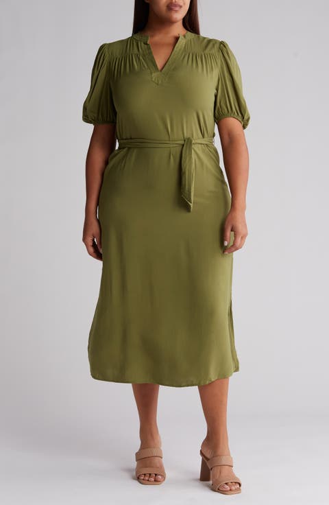 Montana Balloon Sleeve Challis Maxi Dress (Plus)