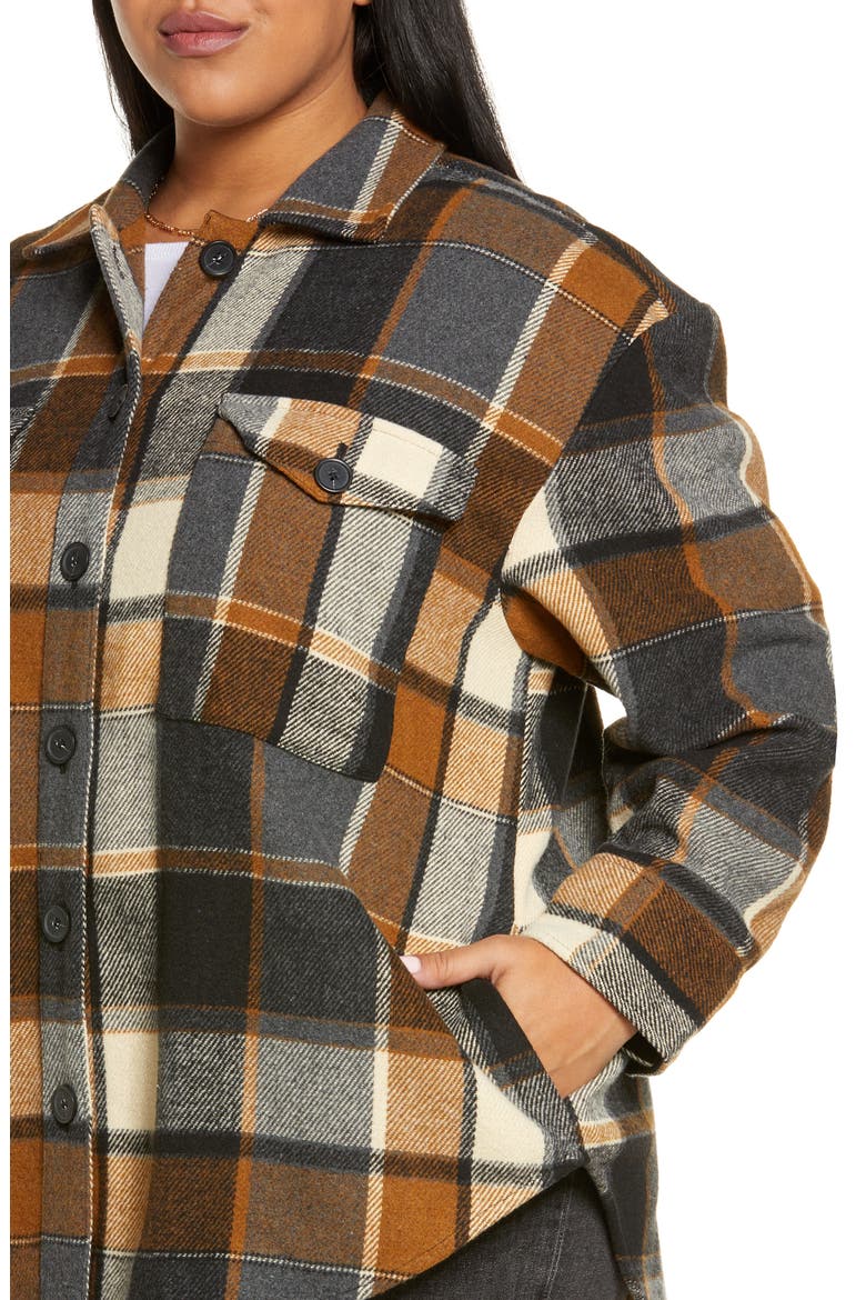 Plaid Shirt Jacket, Alternate, color, BROWN BELFAR PLAID