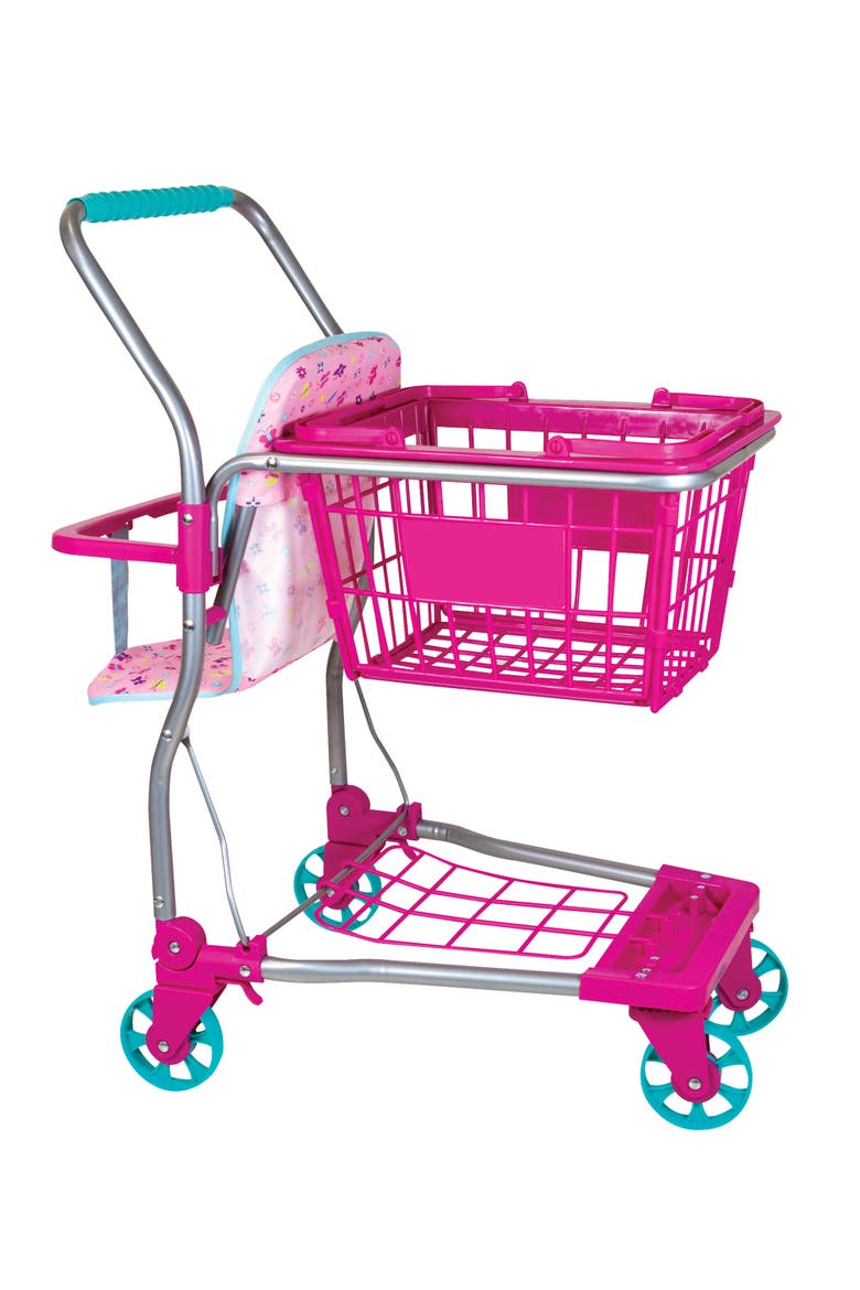 16 Inch Baby Doll & Shopping Cart Set, Pink & Blue Bunny Outfit, Trolley, Alternate, color, Multicolored