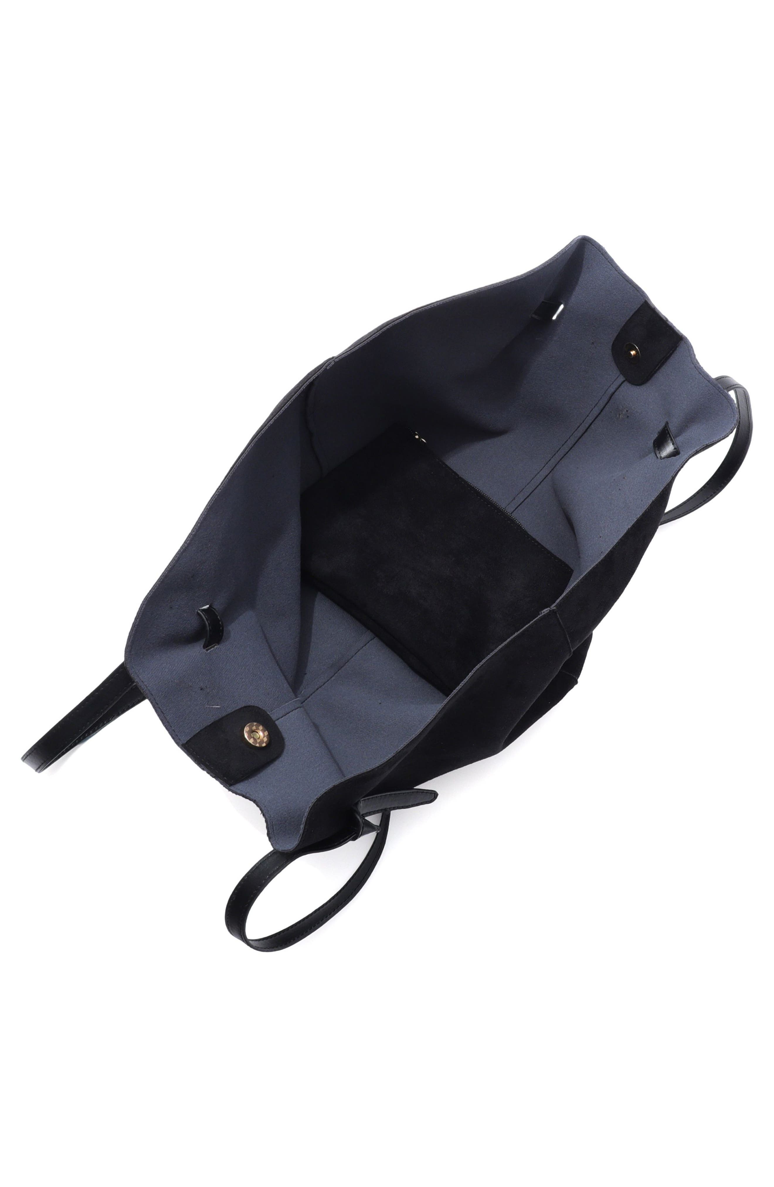 Large Faux Leather Tote, Alternate, color, BLACK