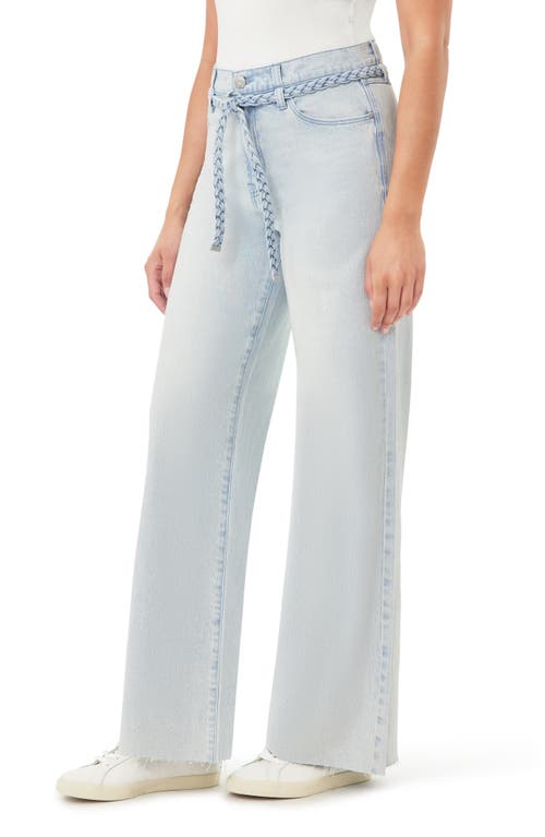 Kensie Carla Belted Wide Leg Jeans In Blue
