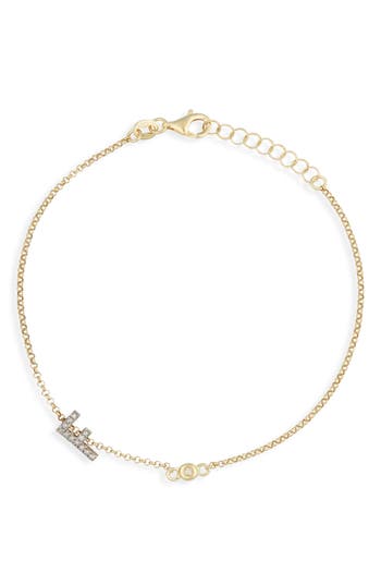 Meshmerise Diamond Initial Bezel Bracelet In Yellow-f
