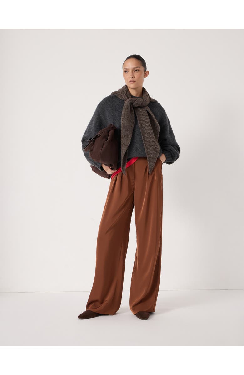 Hush Lya Satin Twill Wide Leg Pants, Alternate, color, Toffee Brown