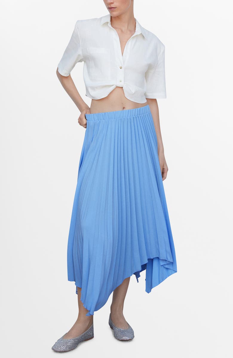 MANGO Pleated Handkerchief Hem Skirt, Alternate, color, 