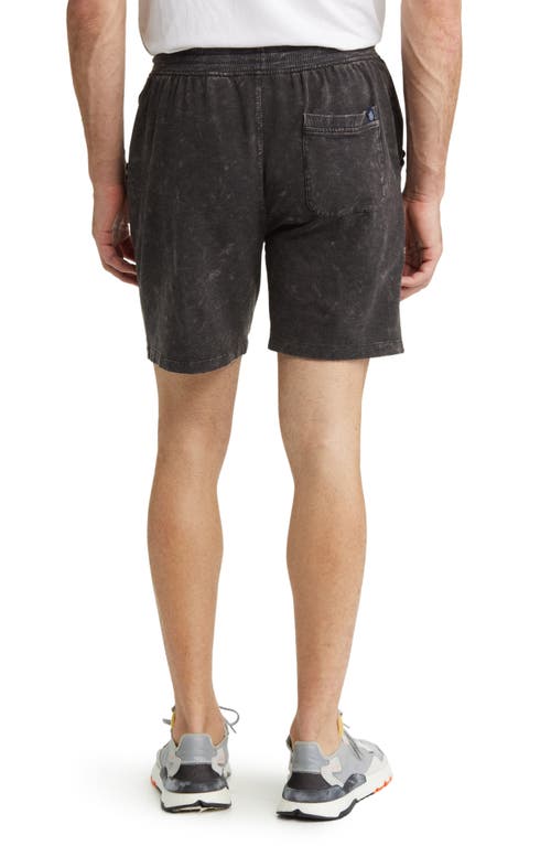Stone Rose Acid Wash Fleece Sweat Shorts In Black