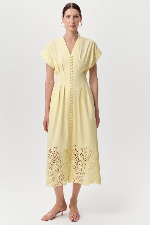Emrick V Neck Short Sleeve Midi Dress