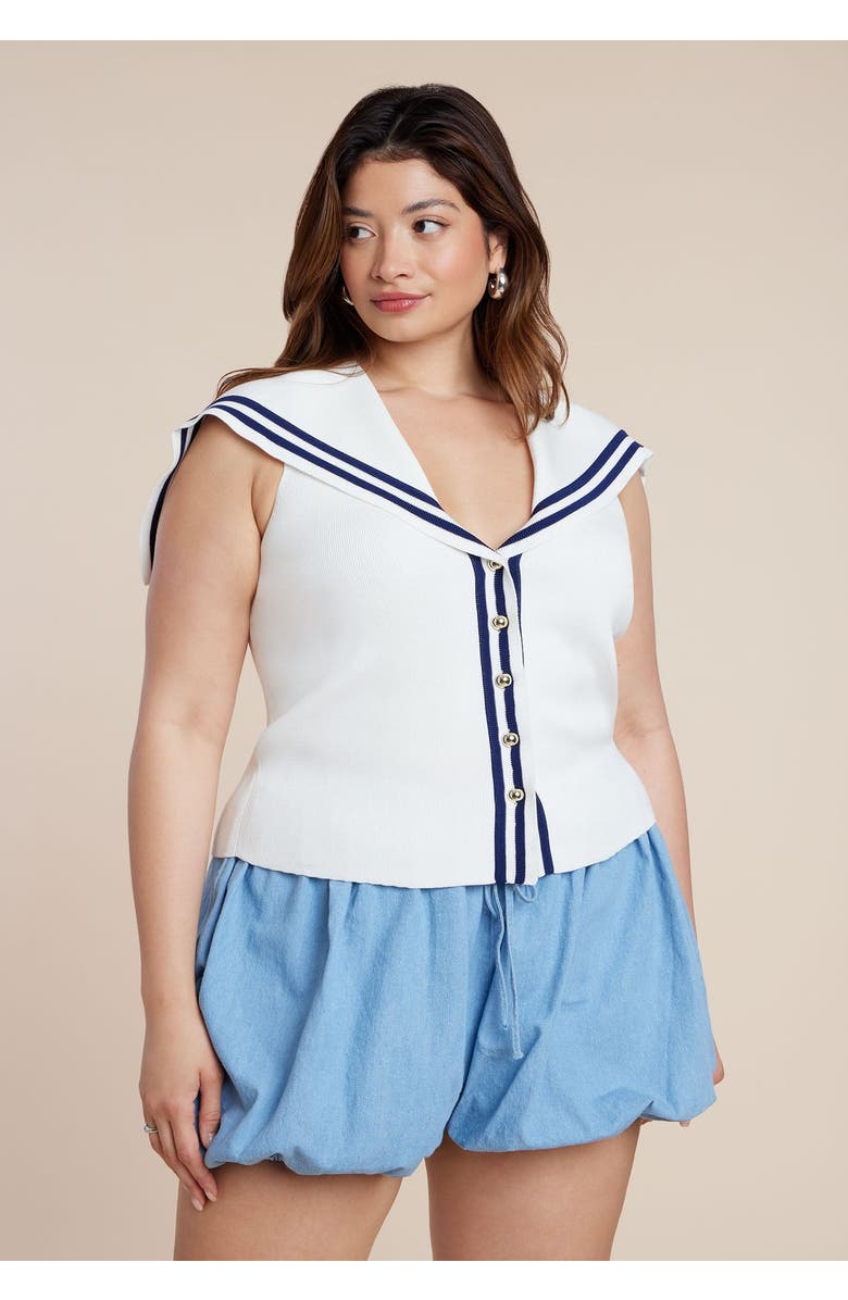 ELOQUII Sailor Collar Sweater Tank, Main, color, Jet Stream Navy