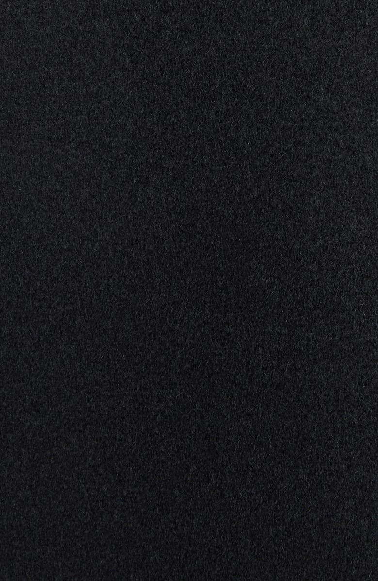 Valentino Genuine Shearling Collar Wool Coat, Alternate, color, Black