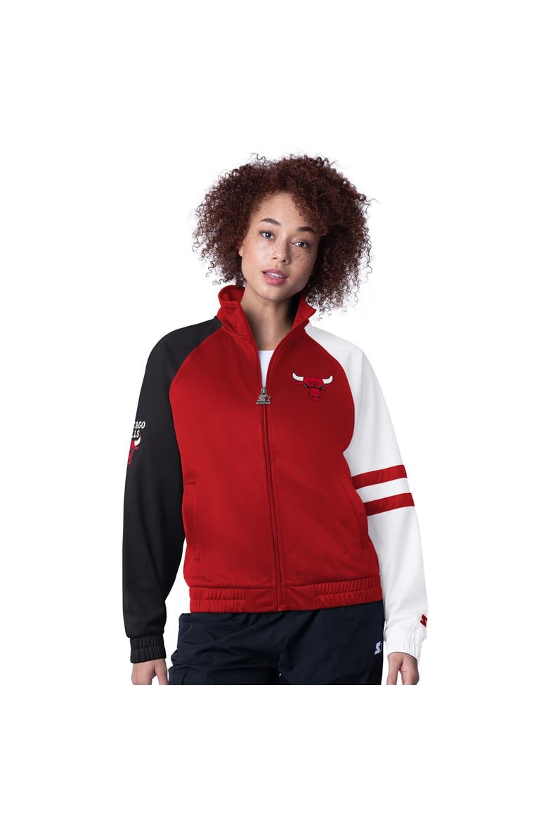 Women's Starter Red Chicago Bulls Line Up Dolman Raglan Full-Zip Track Jacket, Alternate, color, Red