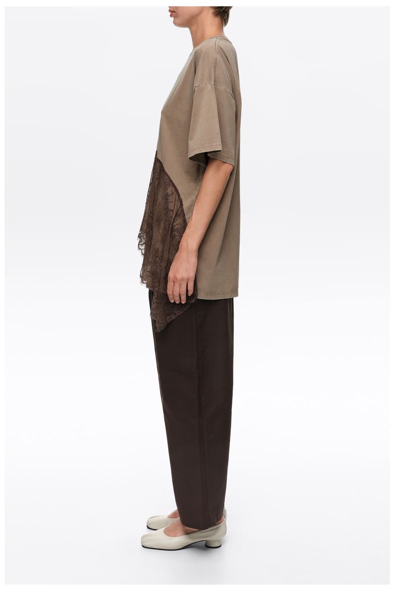 Lace Ruffle Oversized T-shirt, Alternate, color, LIGHT TAUPE