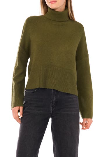 Parker Turtleneck Crop Sweater In Green