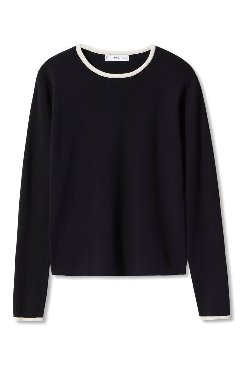 Tipped Crewneck Sweater, Alternate, color, BLACK