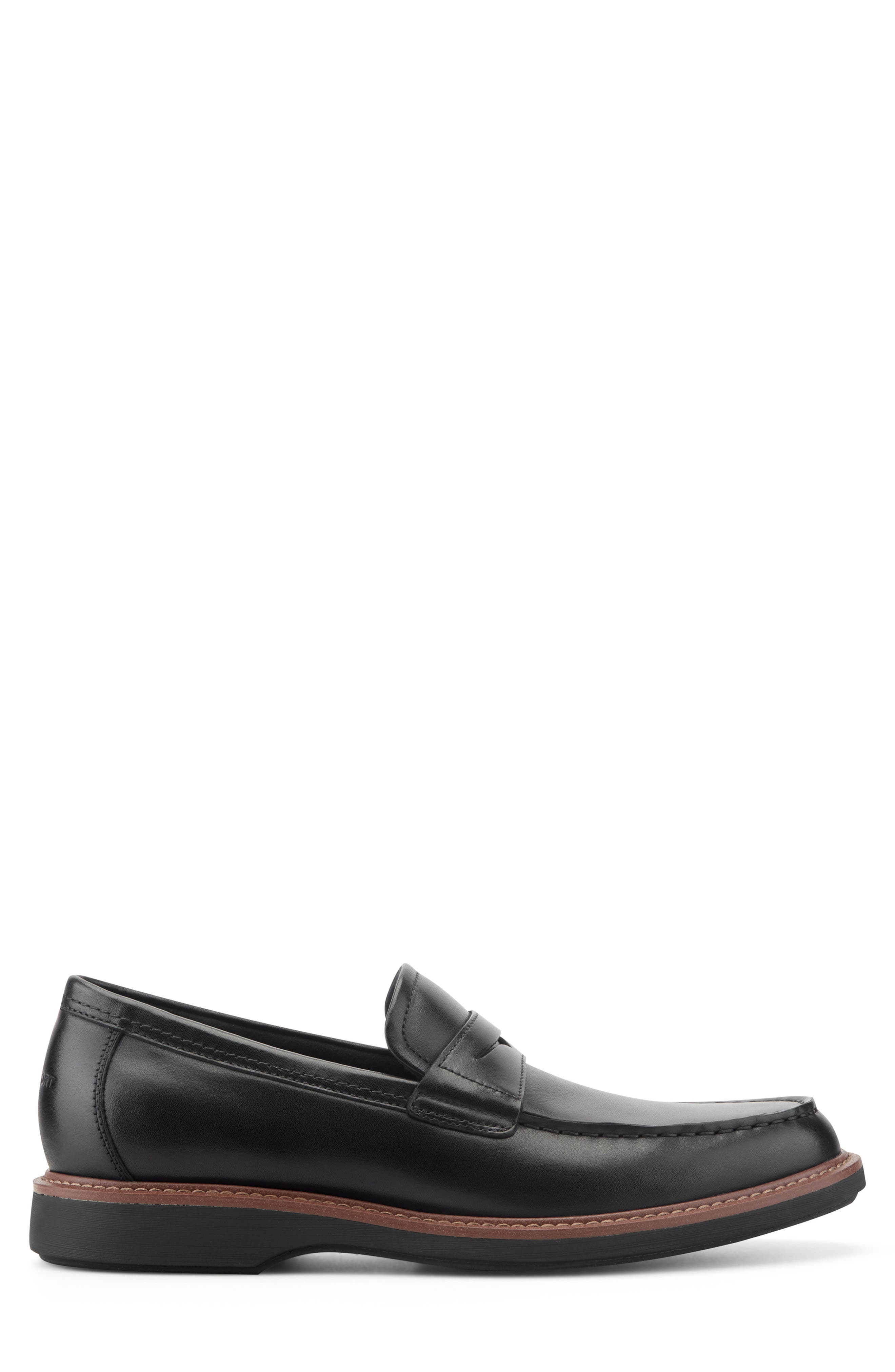 Ledger Leather Penny Loafer, Alternate, color, BLACK 001