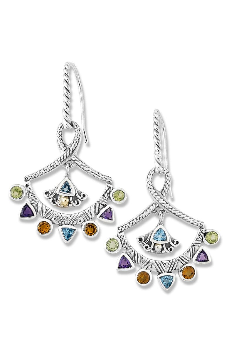 SAMUEL B. Multistone Fan Drop Earrings, Main, color, Silver/ Multi Stone