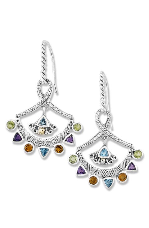 Multistone Fan Drop Earrings