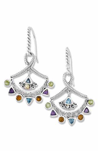 Multistone Fan Drop Earrings