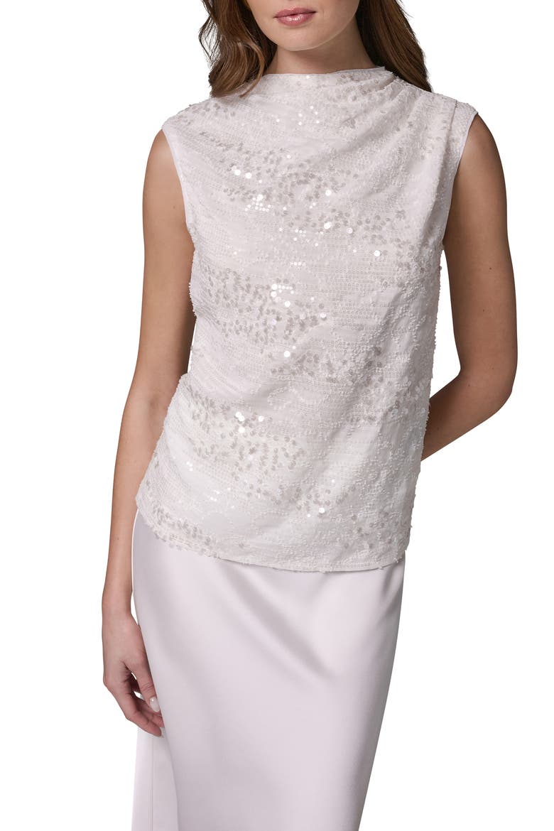Sequin Sleeveless Top, Main, color, CREAM