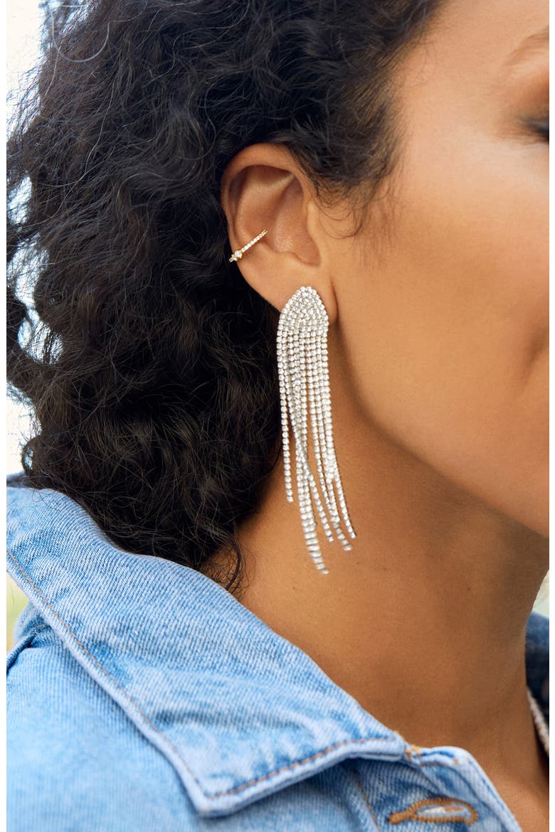 Daniella Fringe Earrings, Alternate, color, SILVER