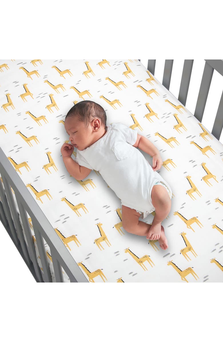 Lambs & Ivy Signature Giraffe Organic Cotton Fitted Crib Sheet, Alternate, color, Yellow