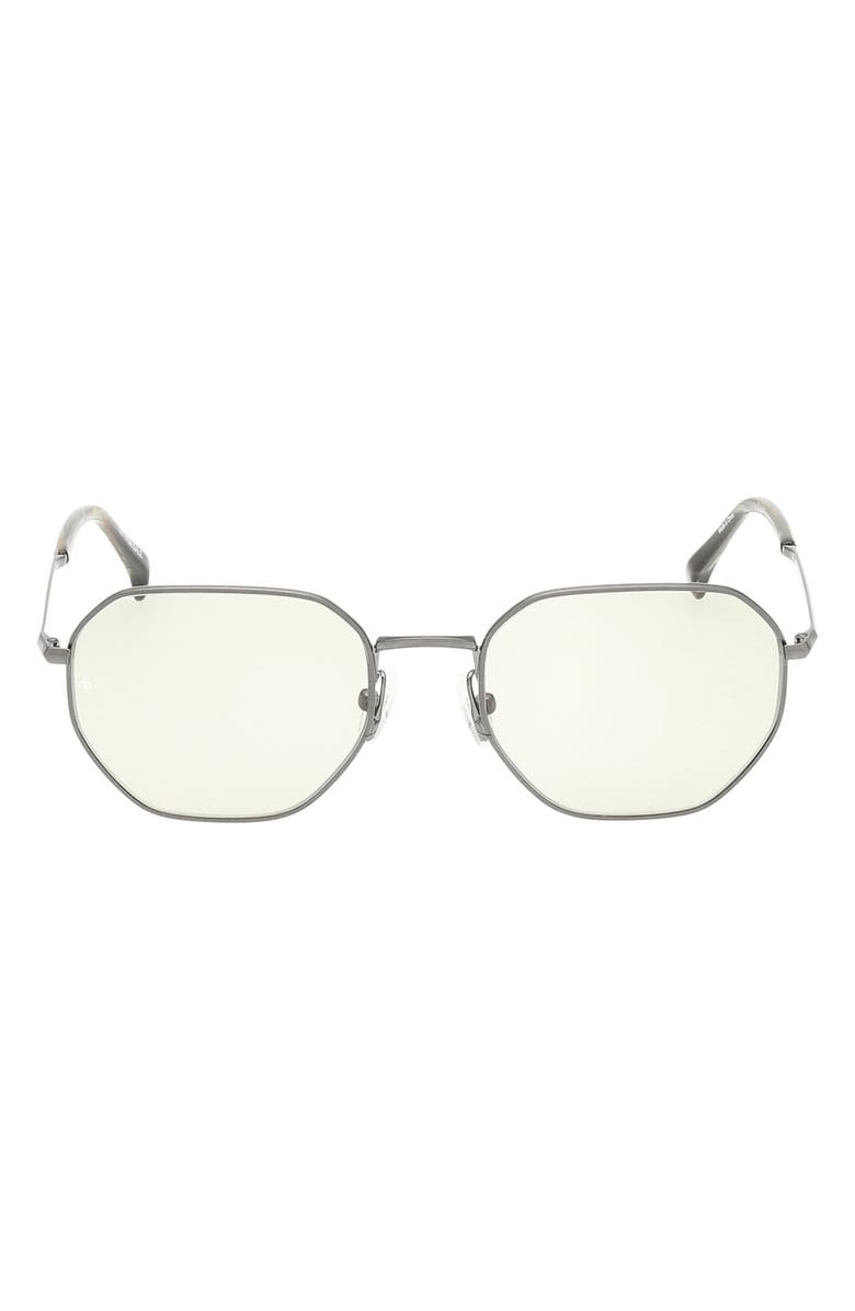 rag & bone 53mm Geometric Sunglasses, Main, color, Gunmetal / Green Horn / Olive