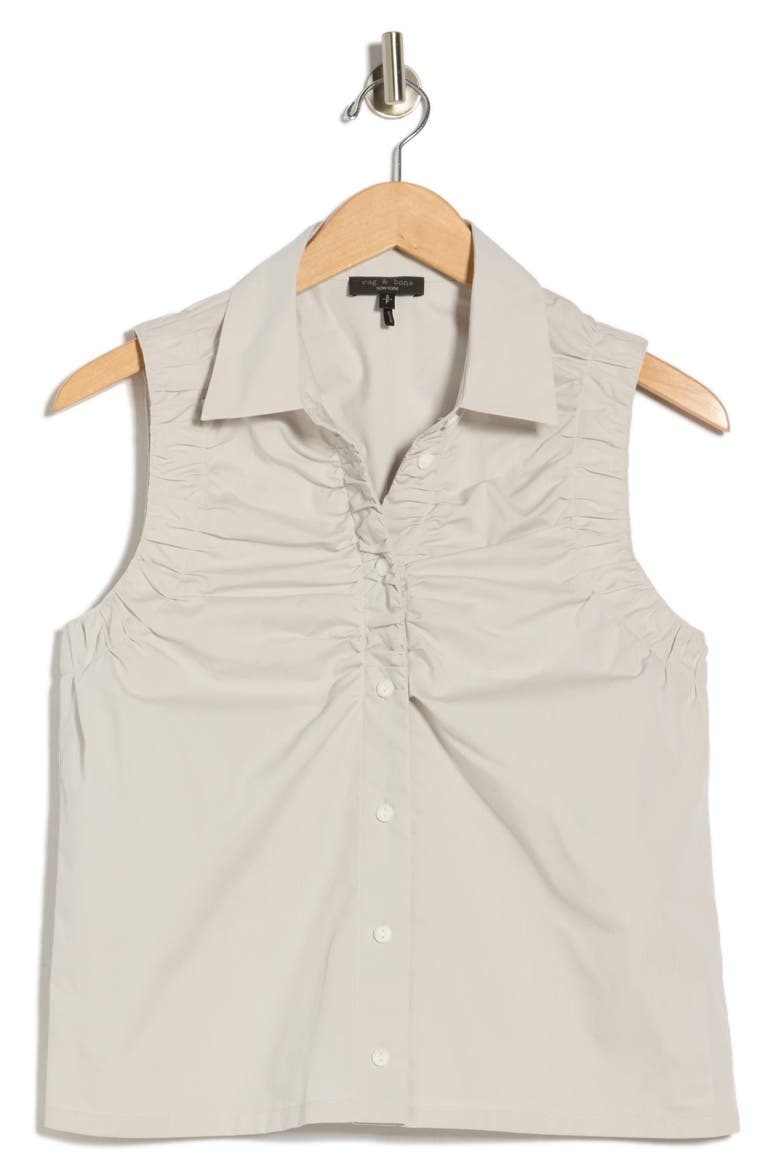 Georgina Ruched Button-Up Shirt, Alternate, color, LIGHT GREY