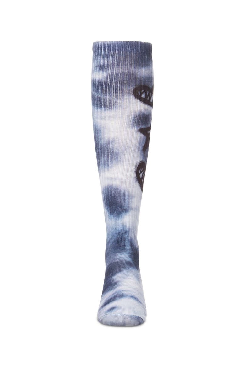 Tie Dye Graffiti Shapes Knee High Socks, Alternate, color, Denim