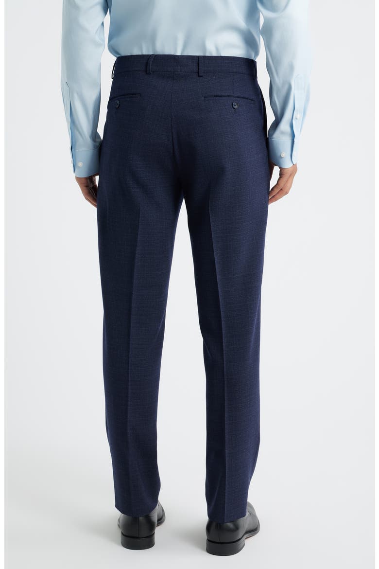 Saxony Trim Fit Flat Front Thatch Weave Wool Blend Dress Pants, Alternate, color, NAVY