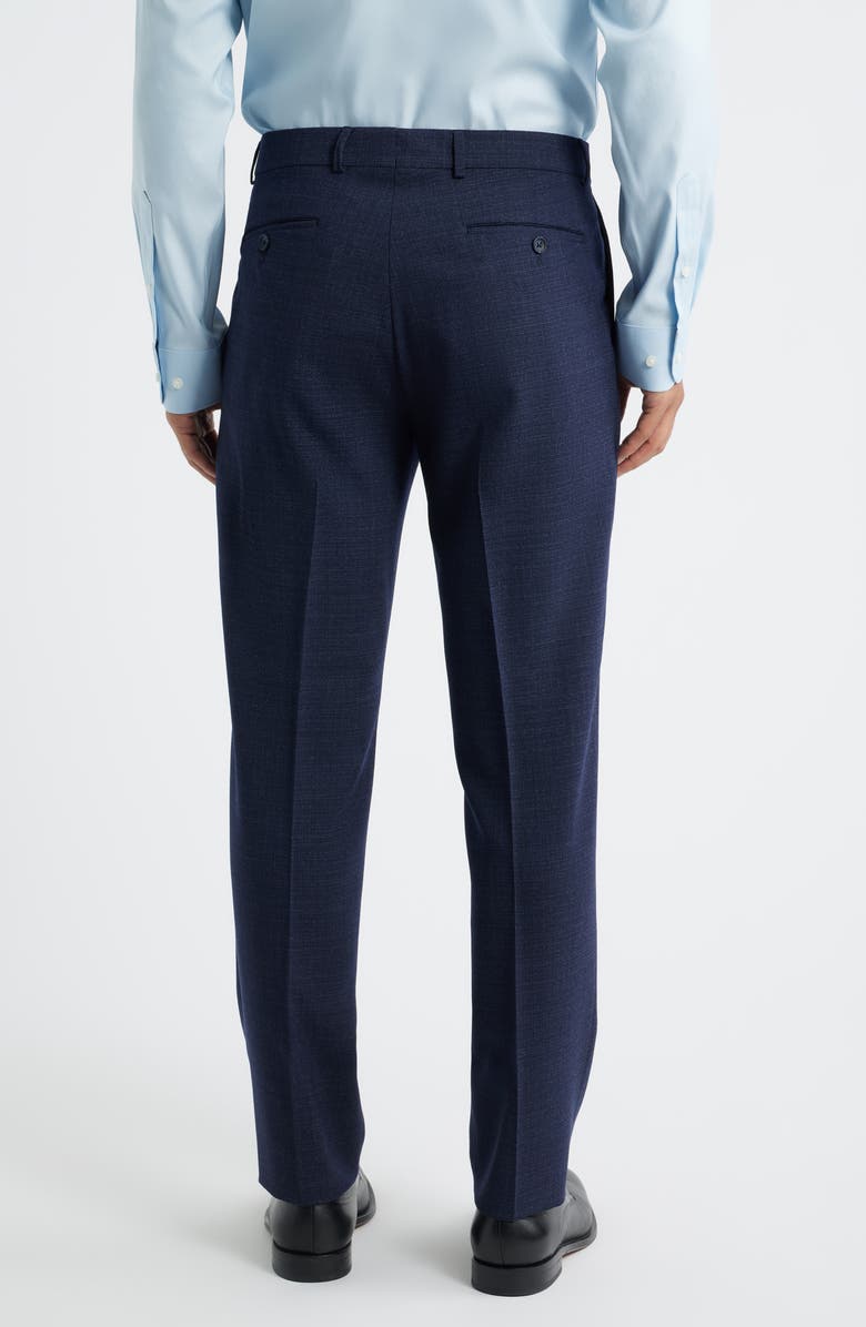 Berle Saxony Trim Fit Flat Front Thatch Weave Wool Blend Dress Pants, Alternate, color, Navy