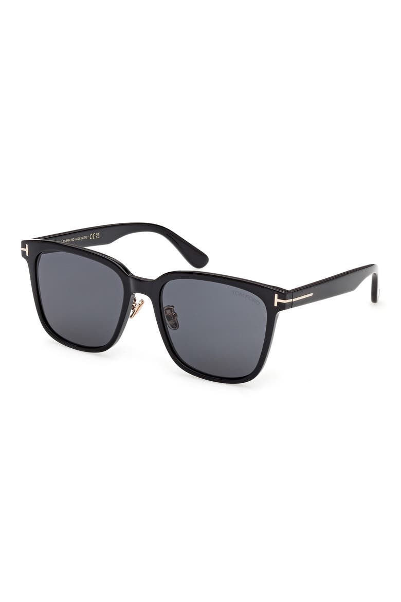 58mm Square Sunglasses, Alternate, color, SHINY BLACK / SMOKE