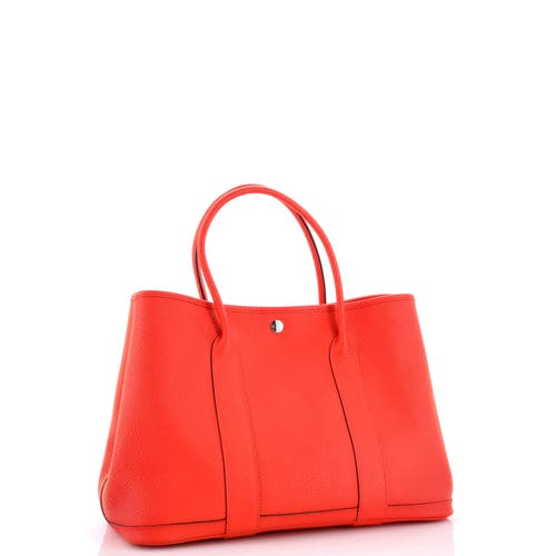 Pre-owned Hermes Hermes Garden Party Tote Leather With Printed Interior 36 In Orange
