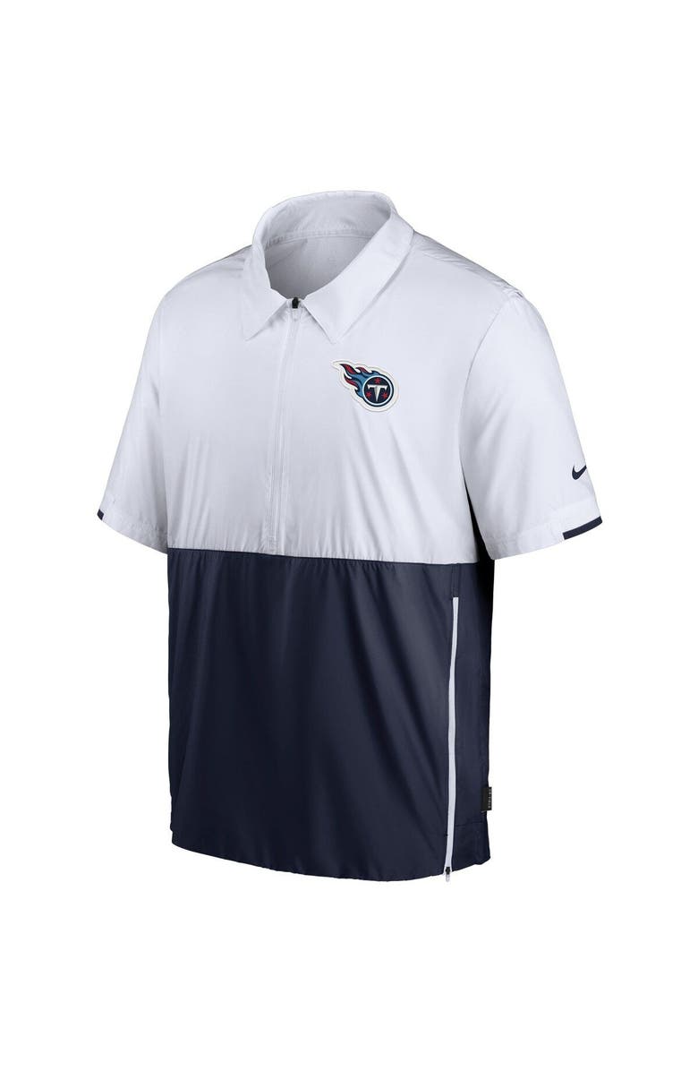 Nike Men's Nike White/Navy Tennessee Titans Sideline Coaches Half-Zip Short Sleeve Jacket, Alternate, color, White