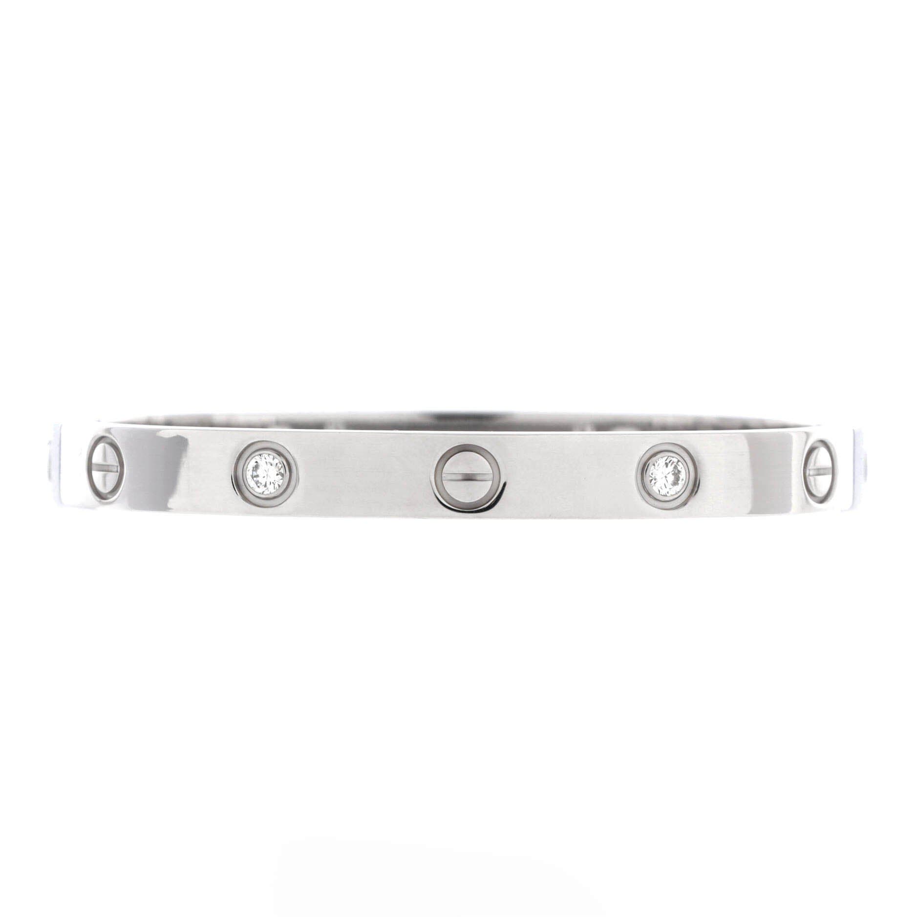 Love 4 Diamond Bracelet 18K White Gold and Diamonds, Main, color, Metallic Gold