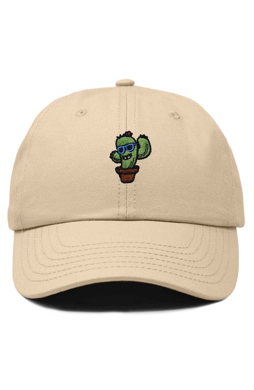 Dalix Cactus Embroidered Casual Cap In Khaki