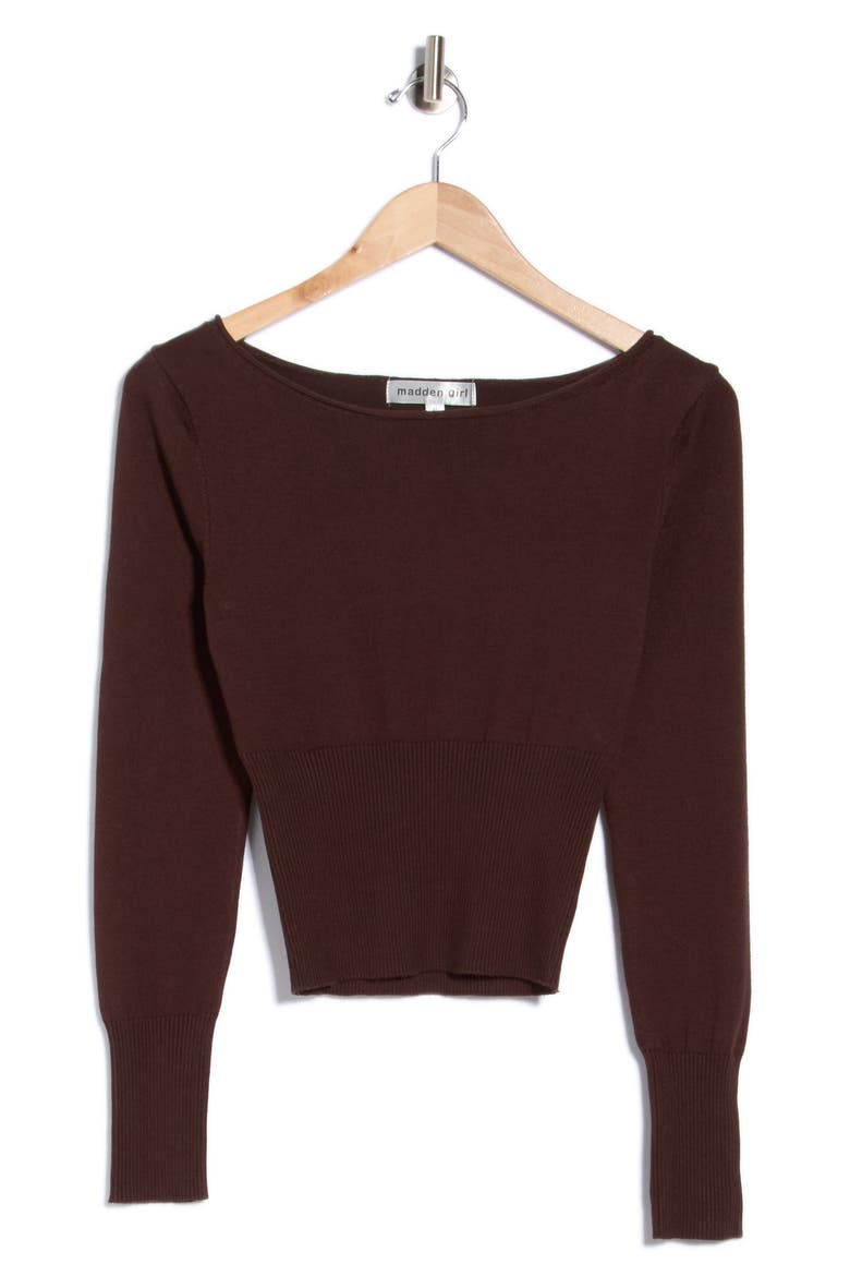 Boat Neck Sweater, Main, color, CHOCOLATE BROWN
