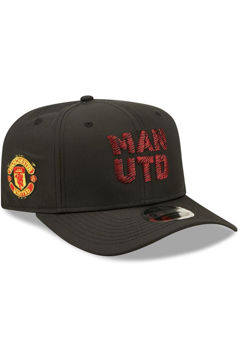 Men's New Era Black Manchester United Weave Overlay 9FIFTY Snapback Hat, Main, color, Black