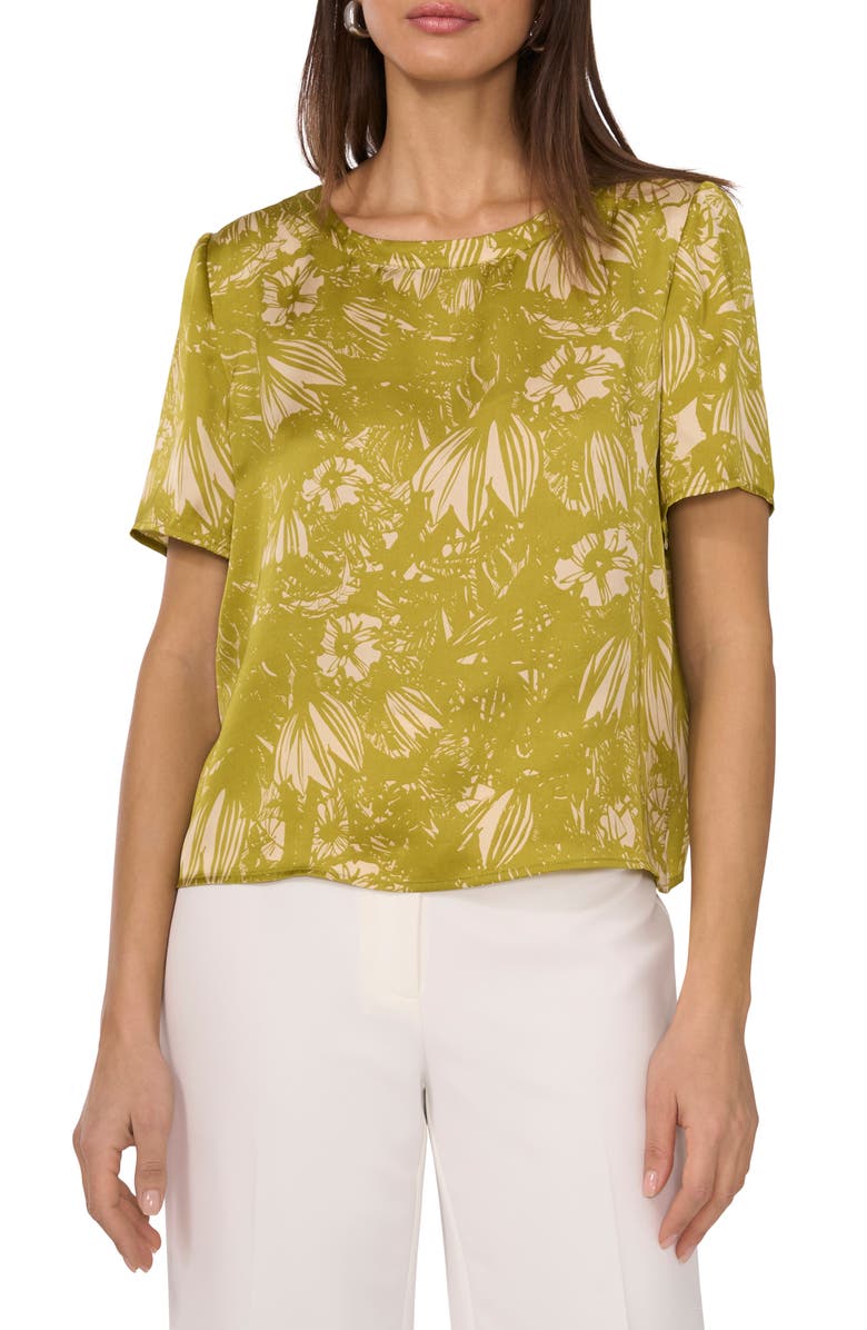 Vince Camuto Floral Short Sleeve Top, Main, color, 