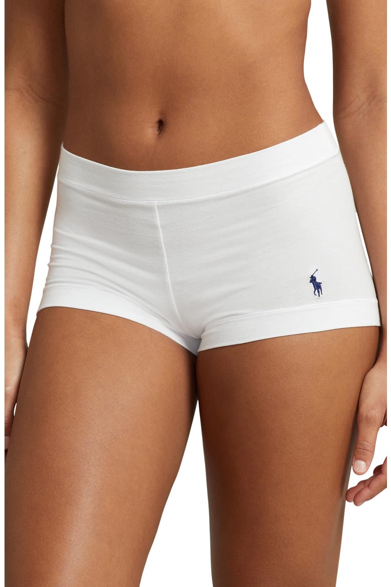 Stretch Cotton Boyshorts, Main, color, WHITE CLOUD