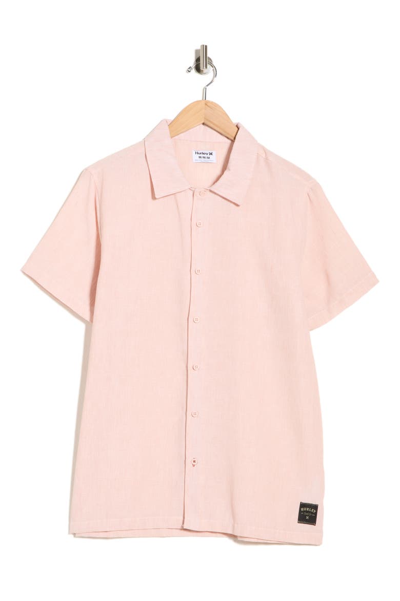 Yarn Dye Textured Short Sleeve Shirt, Alternate, color, BEACH CLAY