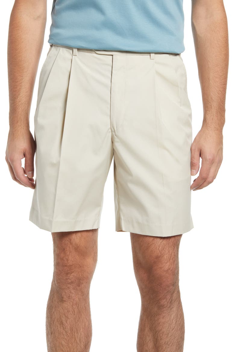 Prime Pleated Poplin Shorts, Main, color, LIGHT TAN