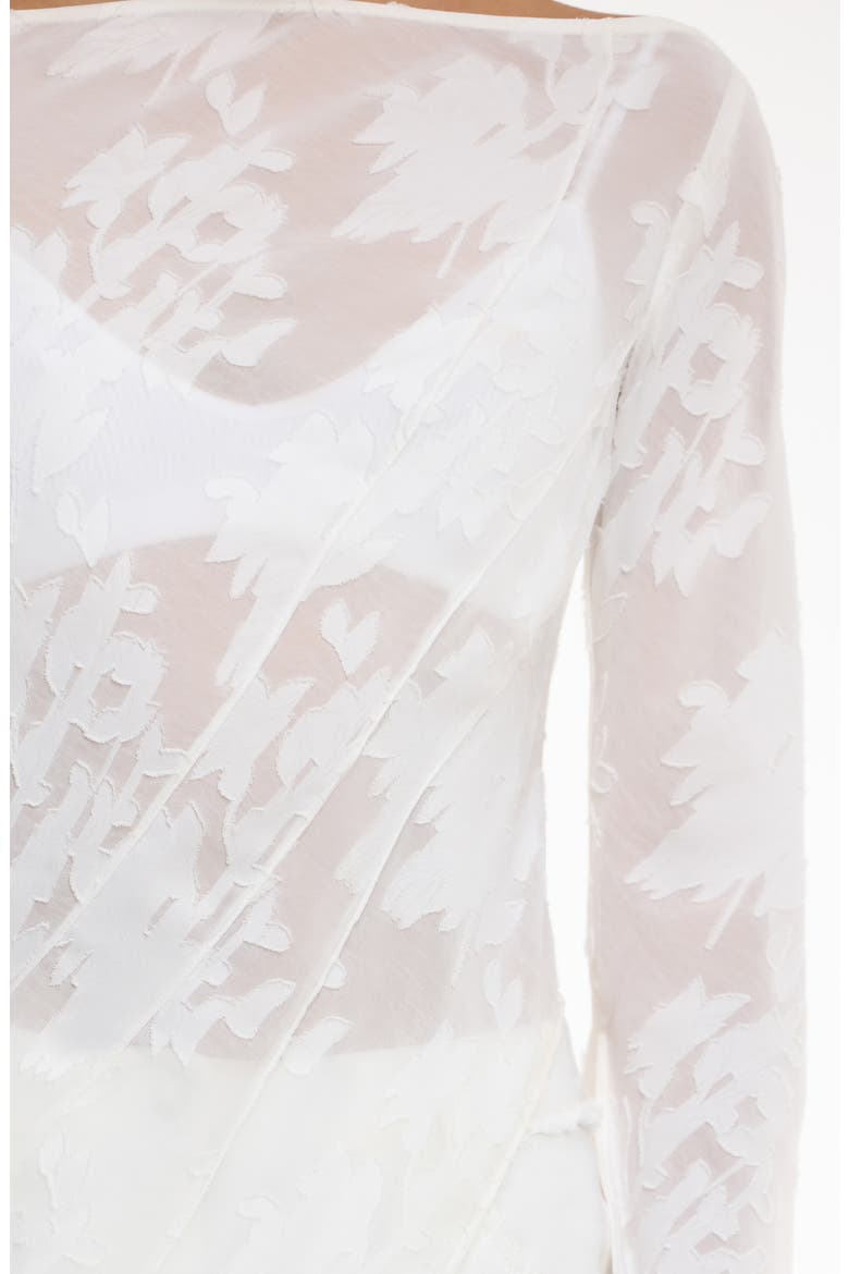 Pola Floral Burnout Sheer Long Sleeve Maxi Cocktail Dress, Alternate, color, IVORY