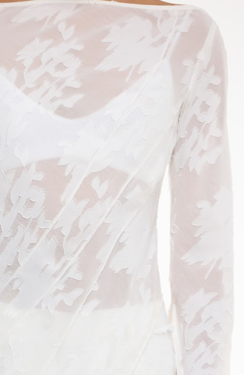 Significant Other Pola Floral Burnout Sheer Long Sleeve Maxi Cocktail Dress, Alternate, color, Ivory