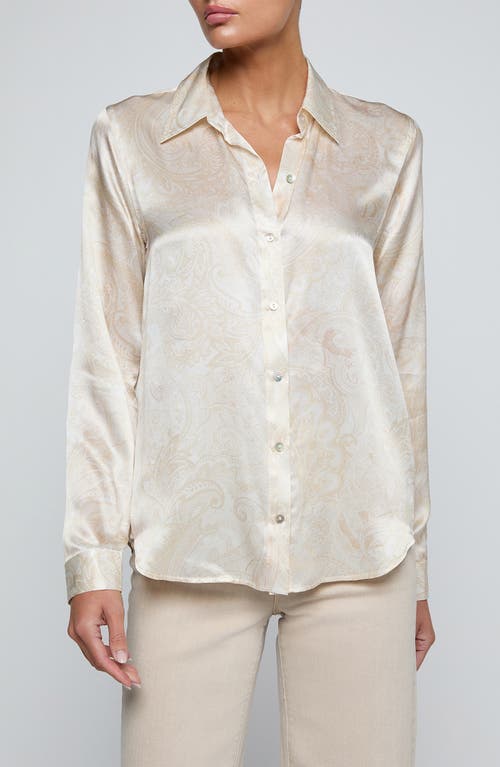 L'AGENCE Tyler Paisley Silk Shirt in Vintage White Tnl Paisley at Nordstrom, Size Medium