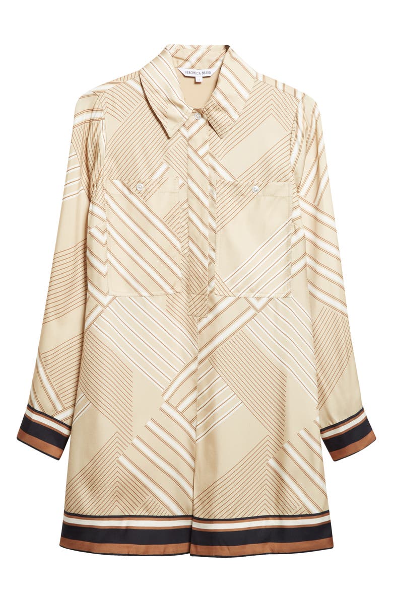 Veronica Beard Pryce Border Print Long Sleeve Silk Blend Shirtdress, Alternate, color, 