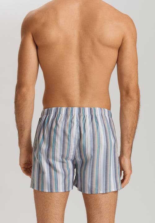 Hanro Fancy Woven Boxer In Atlantic Stripe