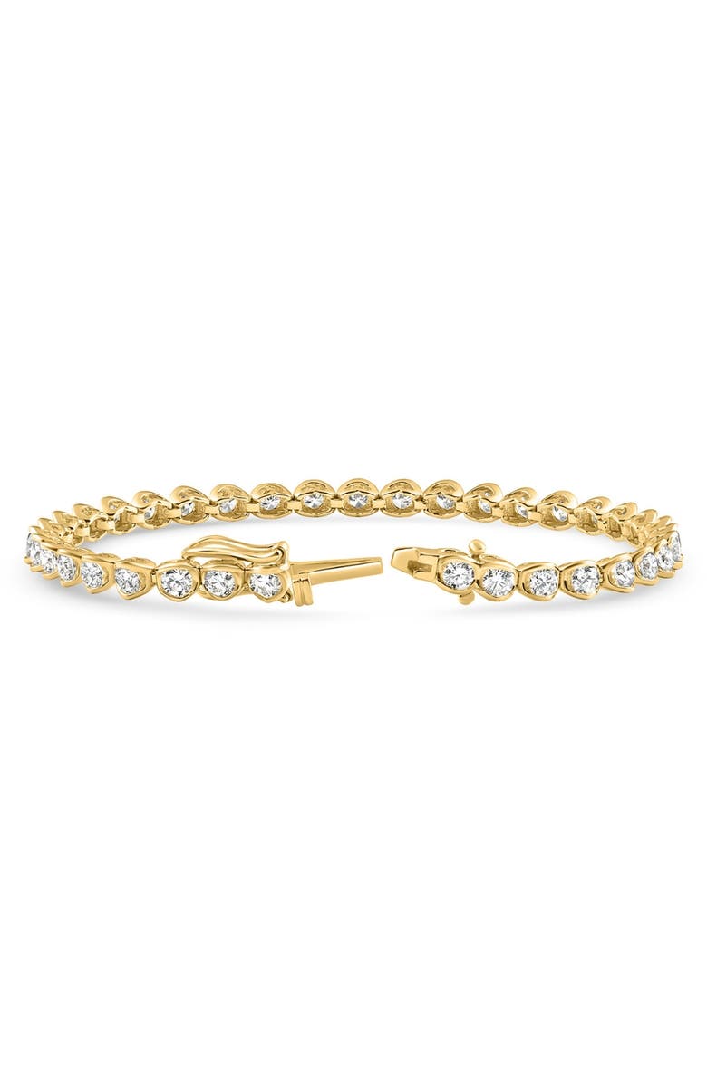 Bliss Diamond 5Ct Diamond Half Bezel Tennis Bracelet 14k or Gold 7" Lab Grown, Alternate, color, 14K Yellow Gold