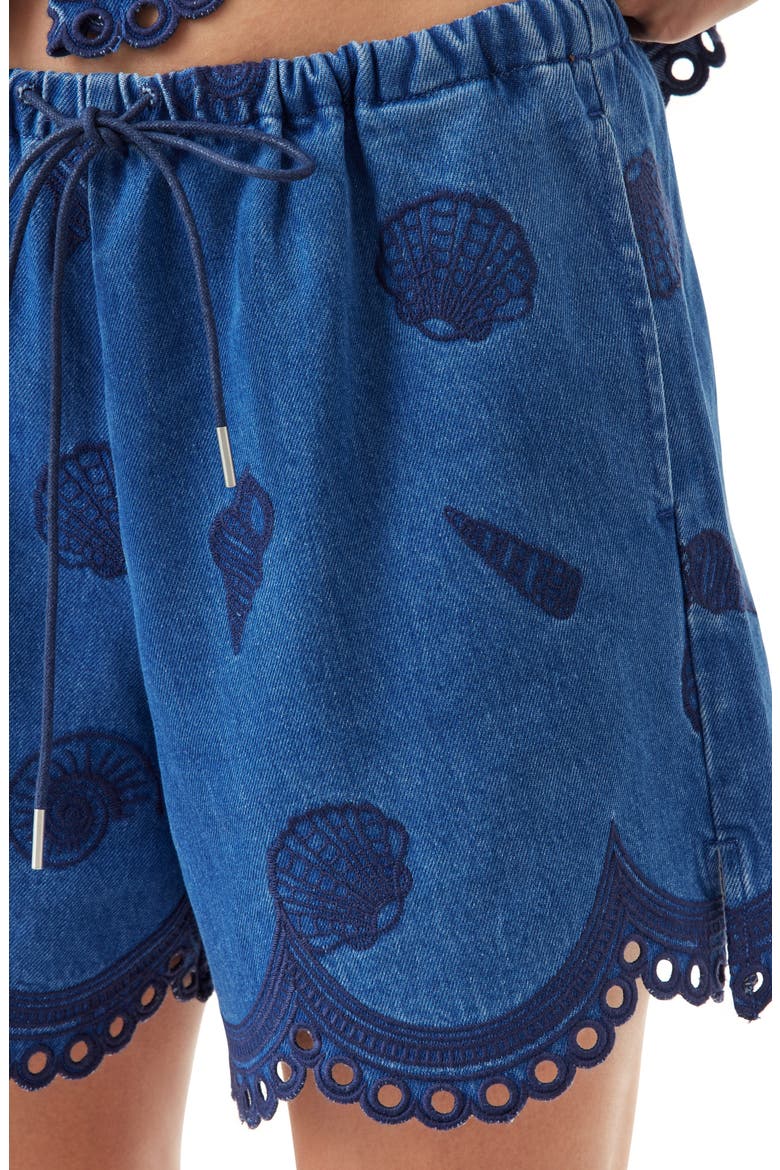Seashell Scalloped Eyelet Hem Shorts, Alternate, color, MEDIUM BLUE