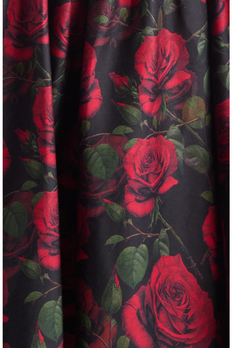 Diana Structured Midi Dress, Alternate, color, ROUGE ROMANCE BLACK