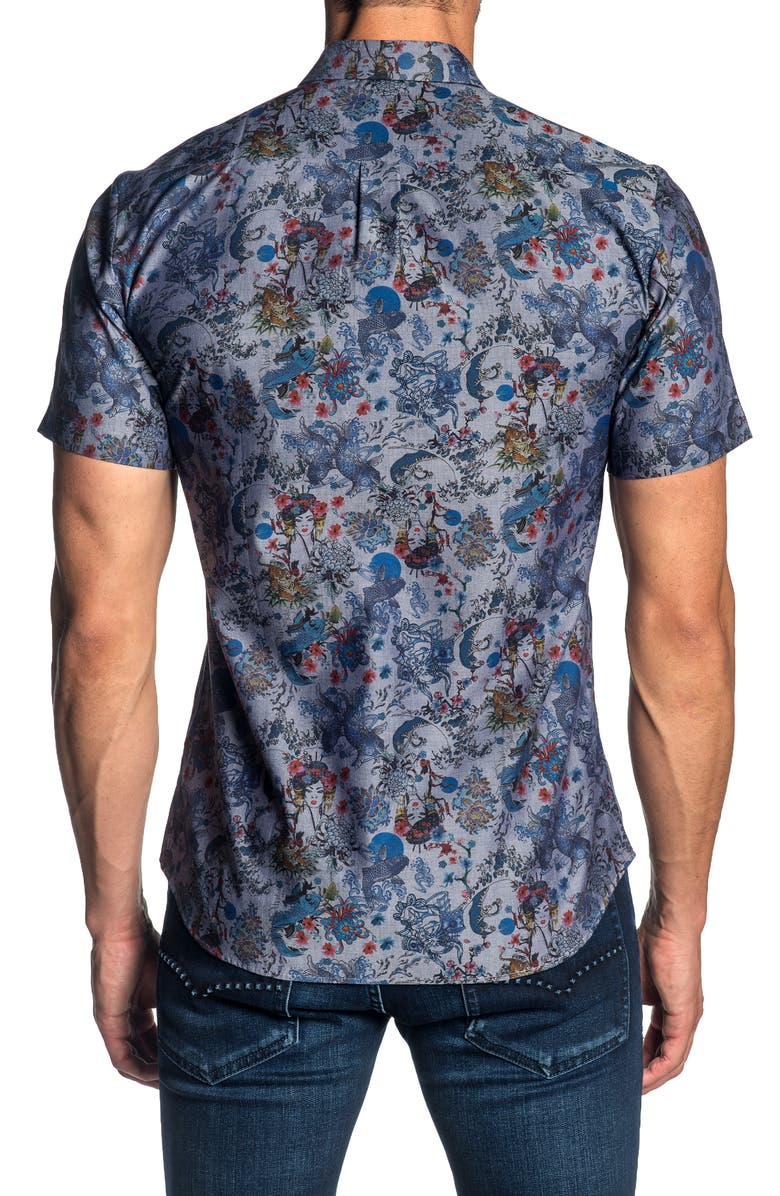 Jared Lang Slim Fit Print Sport Shirt, Alternate, color, 